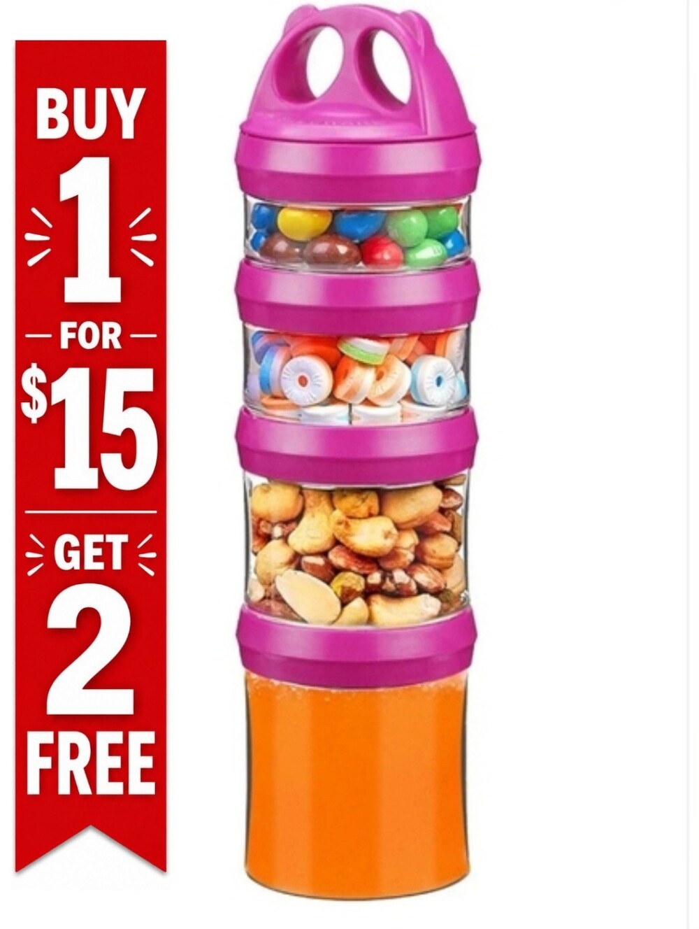 SELEWARE‎ Stackable Snack Jars Twist Lock Stackable Containers Set Food Storage